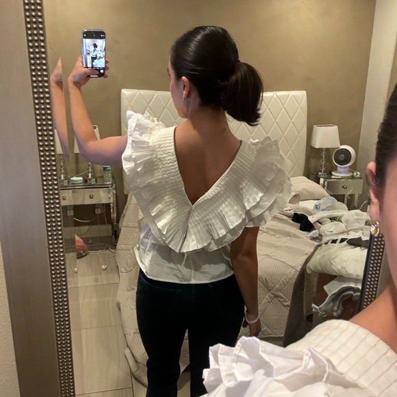 Entro White Ruffle Top - Picture 4 of 6